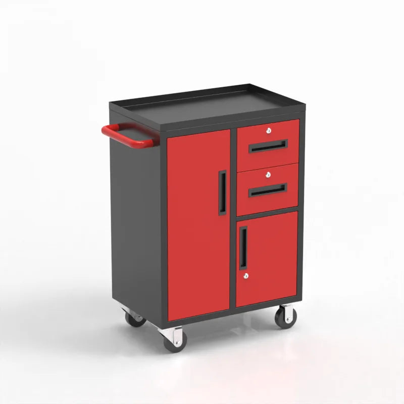 Multi-Purpose Movable Metal Storage Cabinet with 2 Doors and 2 Drawers for Tool and Garage Use