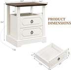 Modern Nightstand Bedside Table with 2 Drawers and Wooden Furniture Sofa Side Table with Open Shelf for Bedroom or Living Room