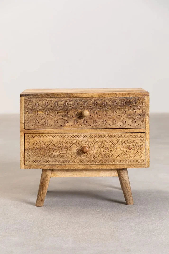 Flora Bedside Made Of Mahogany Wood High Quality With Natural Finishing For Bedroom Furniture