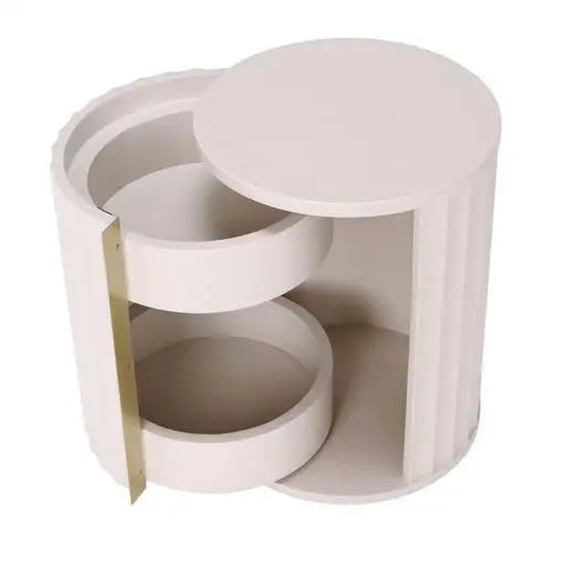 Lulu Bedroom Collection Left Side Nightstand Stylish Mahogany Wood Bedside Table with Elegant White Finish