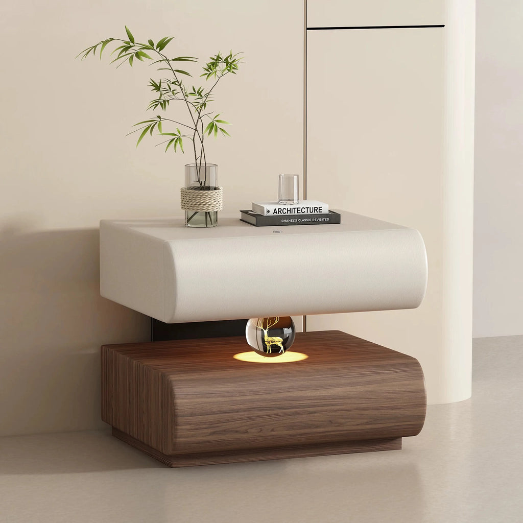 IItalian-style Light Luxury Bedside Table with Lamp, Suitable for Bedrooms and Home Furnishings, Creative Bedside Storage