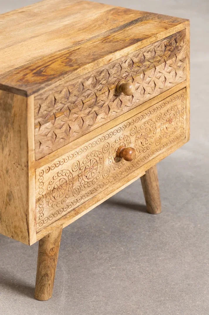 Flora Bedside Made Of Mahogany Wood High Quality With Natural Finishing For Bedroom Furniture