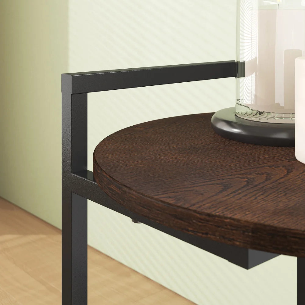 Zinus Modern Bedside Table Made of Metal High Quality with Dark Brown Color for Apartment Bedroom Use