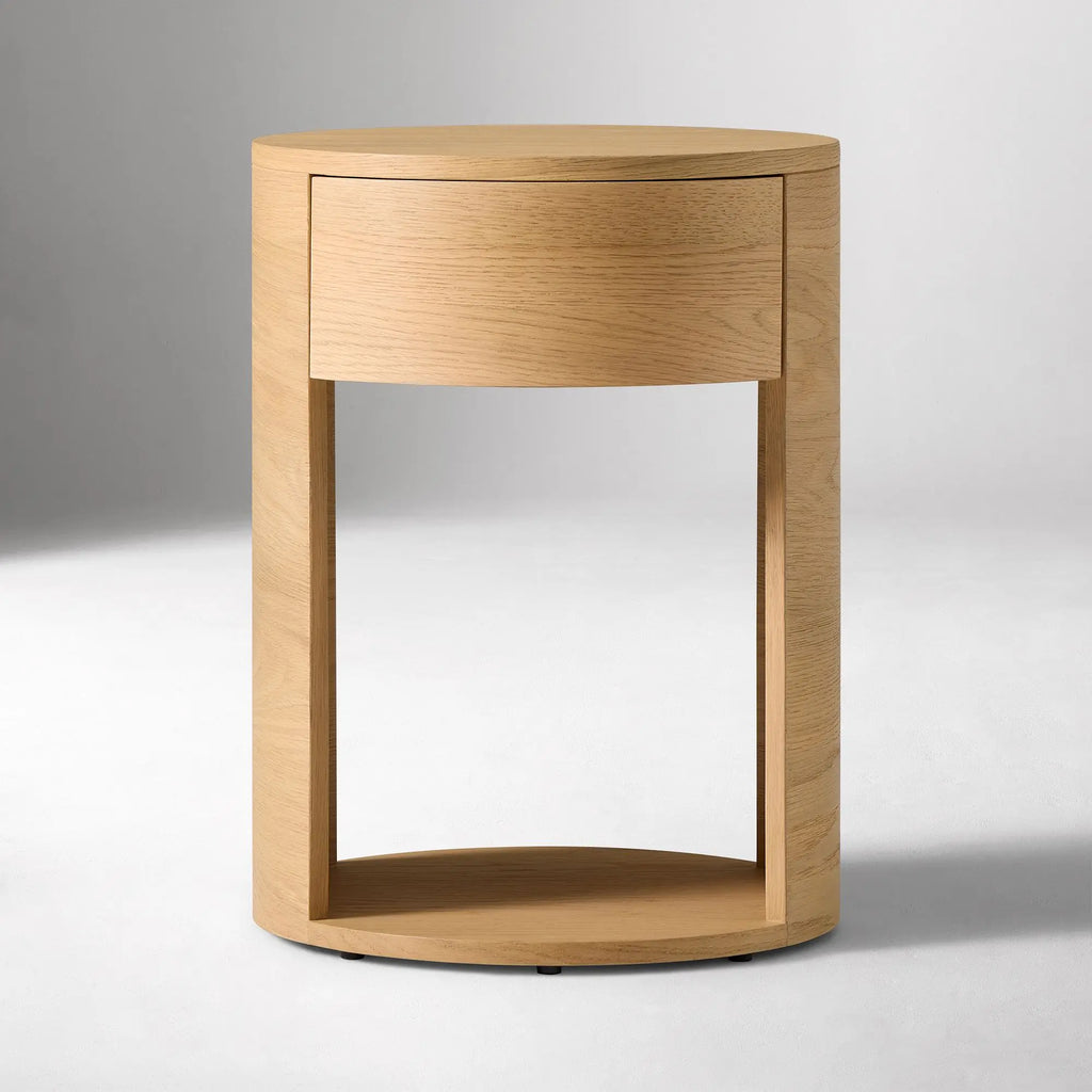 Claremont Round Bedside Table Made Of Mahogany Wood High Quality With 1 Drawer For Bedroom Furniture