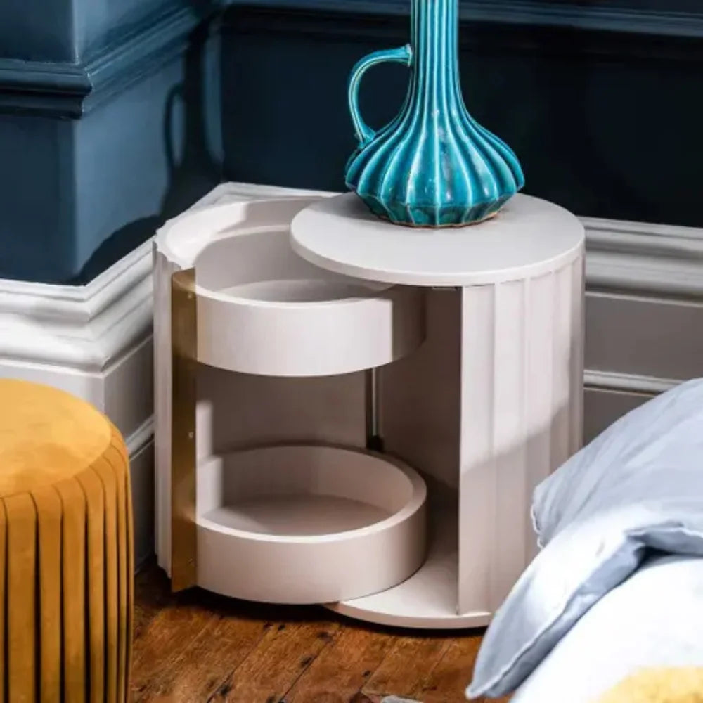 Lulu Bedroom Collection Left Side Nightstand Stylish Mahogany Wood Bedside Table with Elegant White Finish