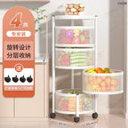 Modern Kitchen Storage Rack 5-Tier Metal Storage Tower Cart Organizer Rolling Wheels Removal Basket Fruit Vegetable Grocery
