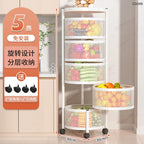 Modern Kitchen Storage Rack 5-Tier Metal Storage Tower Cart Organizer Rolling Wheels Removal Basket Fruit Vegetable Grocery