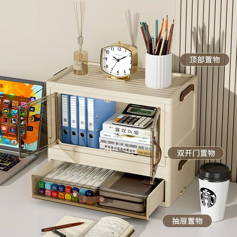 Desk Organizer, Plastic Desktop Organizer with Pencil Holder and Sticky Note Tray, Office Stationery Supplies Organizers