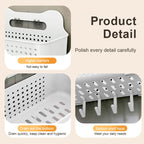 CHENGYAN Wall Hanging Storage Basket for Kitchen Pilastic Organizer with 4/6 Hooks Storage Container Spice Racks (White/Green/)