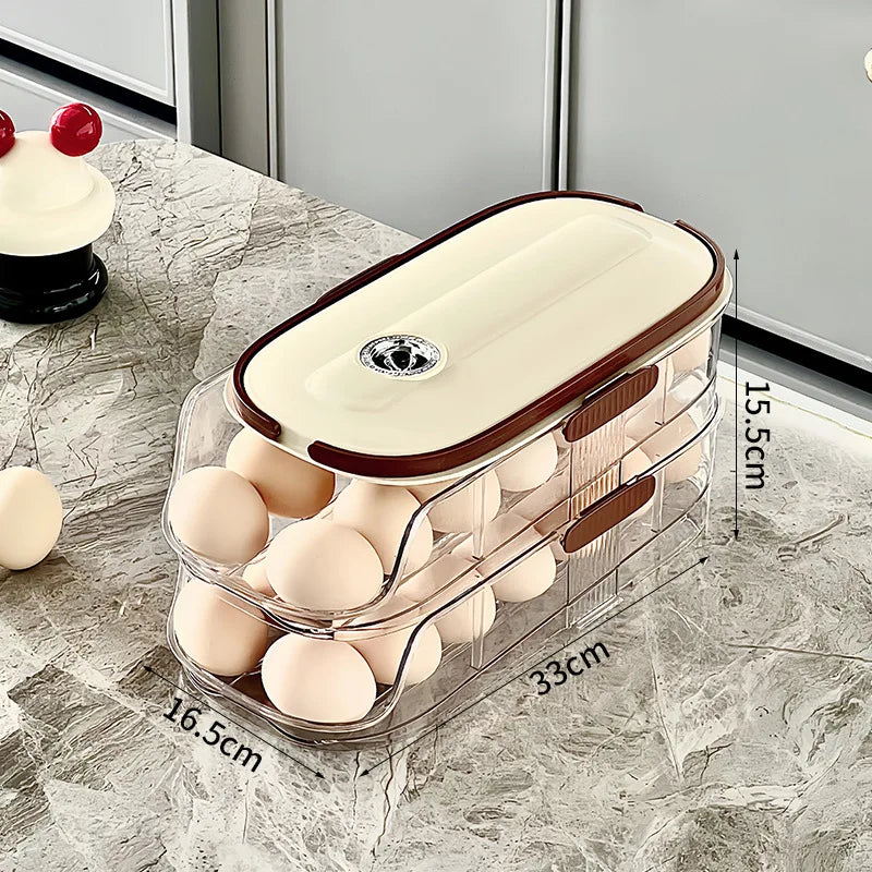 Transparent Plastic Egg Storage Box with Slide Design Anti-Drop Shockproof Kitchen Storage Special Feature for Refrigerators