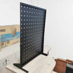 Custom Portable Single Side Metal Powder Coated Pegboard Display Stand with Hooks Modern Style Desktop Organizer