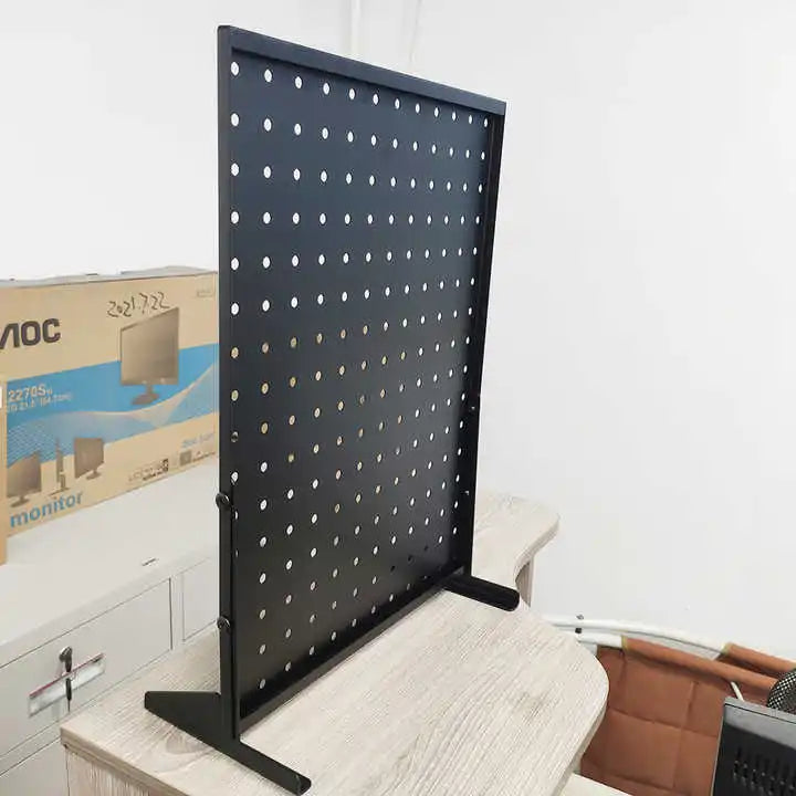 Custom Portable Single Side Metal Powder Coated Pegboard Display Stand with Hooks Modern Style Desktop Organizer
