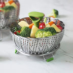 Kitchen Storage Rack Accessories Portable Folding Stainless Steel Vegetable Steamer Basket Cooking Steamer Insert Tray Rack