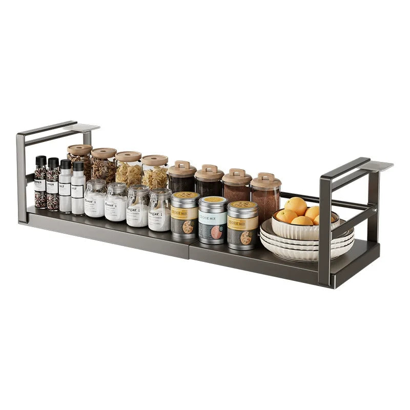 Metal Kitchen Organizer Cabinet Hanging Storage Rack Under Shelf Storage Basket Retractable Rack Under the Cabinet