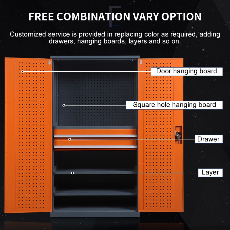 Factory Price OEM Workshop Garage Two Door Multi-Functional 3-Drawer Steel Tool Cabinet with 300kg Capacity