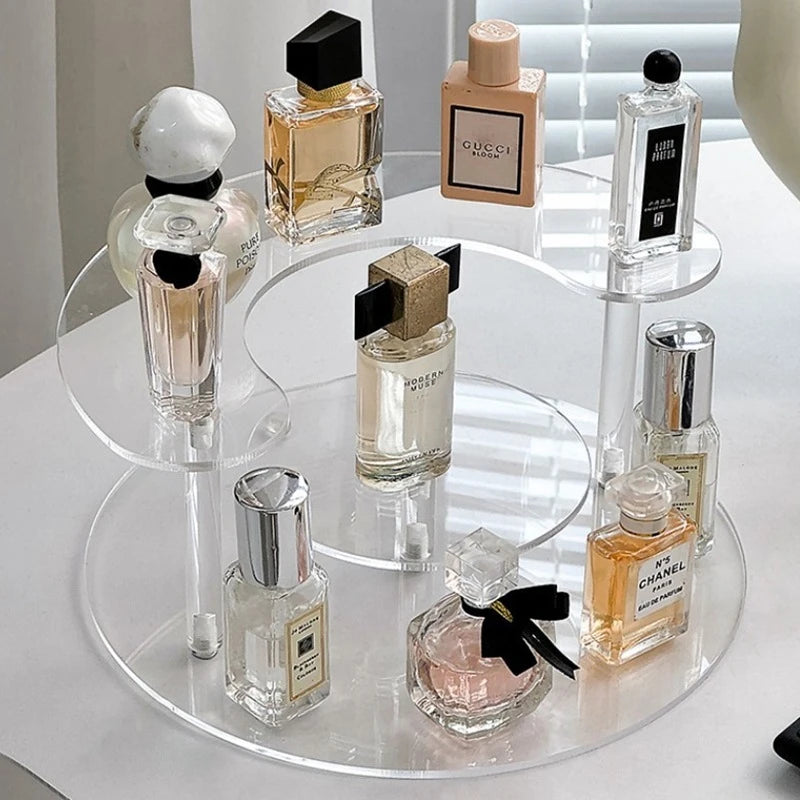 Acrylic 3-Tier Perfume Stand Organizer 4mm Display Riser for Perfume Dessert Cupcake Desktop Decoration Organize Display Stands