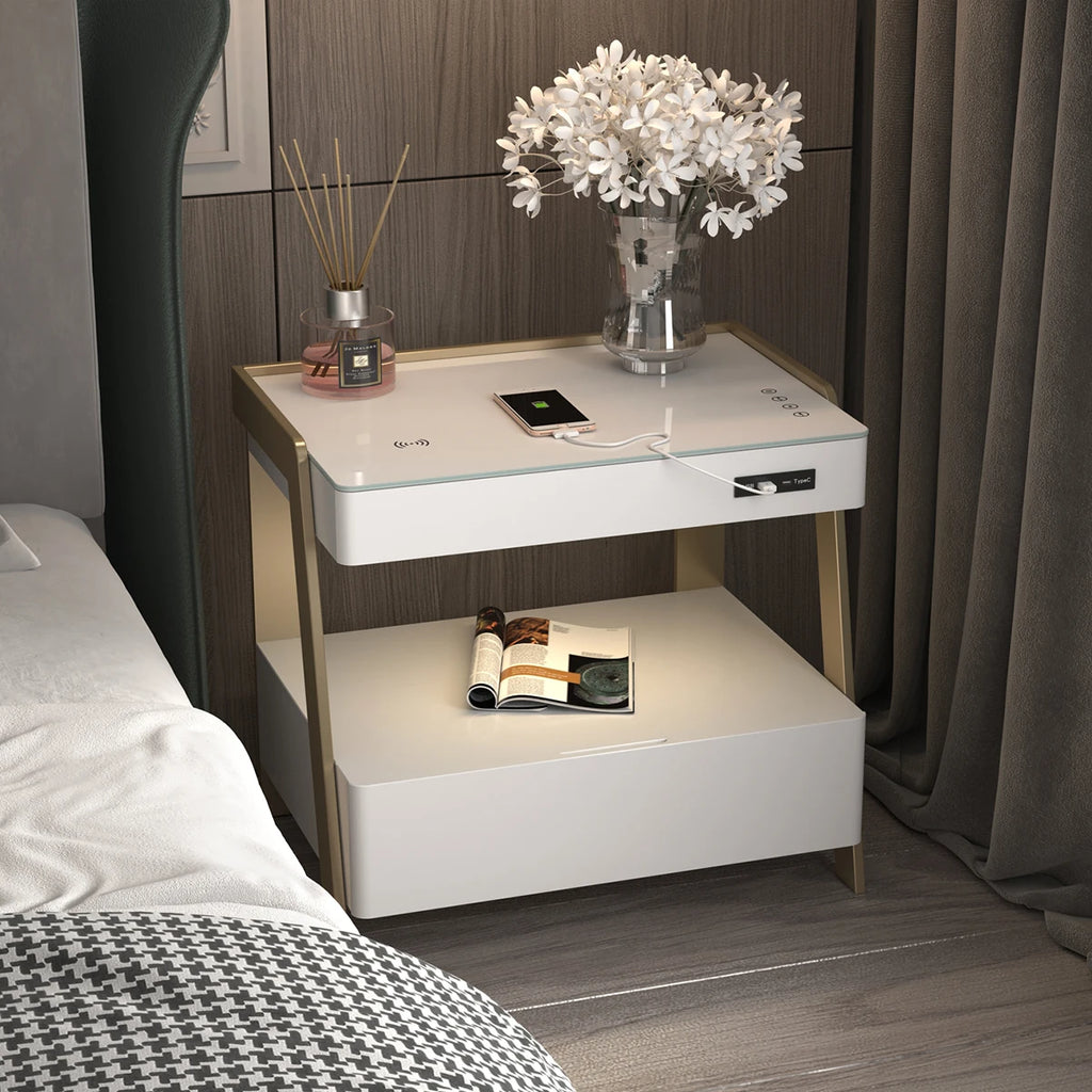 Wholesale Modern Intelligent Charging Bedside Table Multi-functional Bedside Table Side Table Drawers for Living Room Bedroom