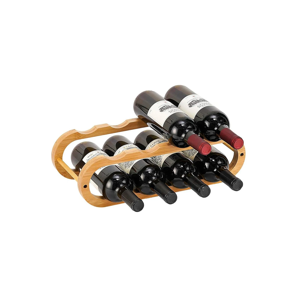 Bamboo Double Tier Kitchen Countertop & Cabinet Organizer Rack for Wine and Water Bottles Storage in Living Room