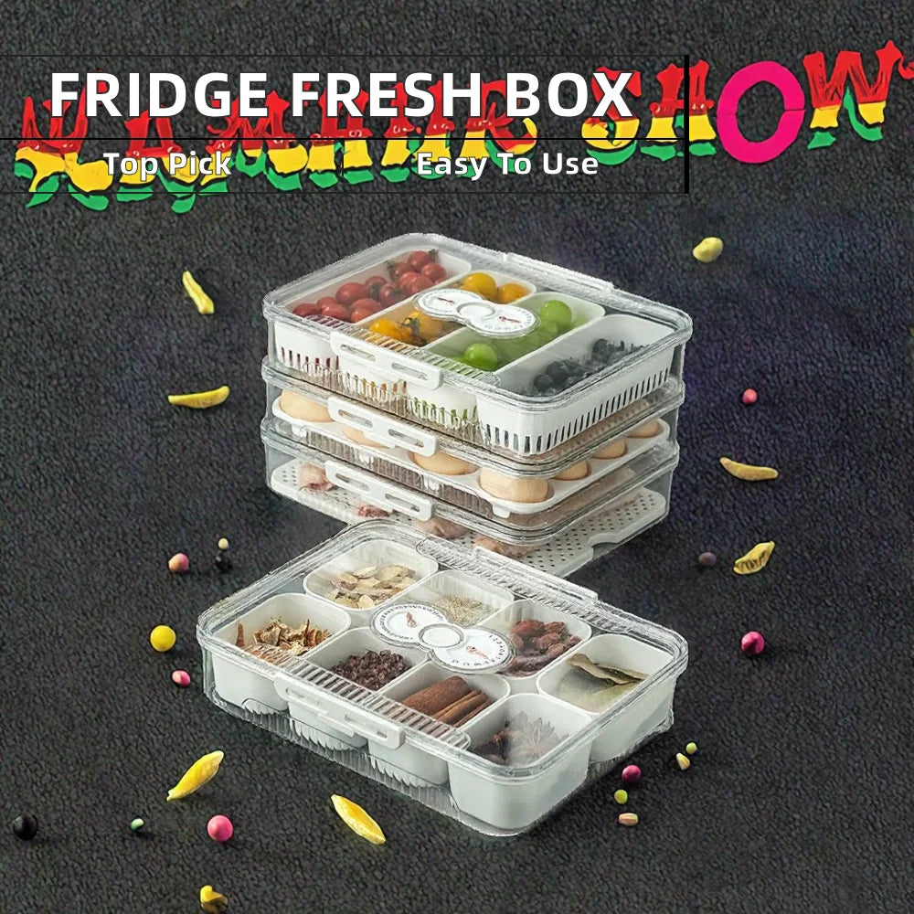 Refrigerator Rectangle Fruit & Vegetable Fresh Preservation Plastic Food Storage Boxes Multifunction Design for Kitchen Use