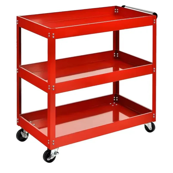 3-Layer Mechanical Workshop Tools Cart Trolley Wheel-Attached Toolbox Garage Workbench Racks for Vehicle Accessory Storage