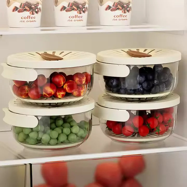 Fruit&Vegetable Wash Basket Kitchen Food Storage & Container With Folding Handle and Drain Function for Food Use