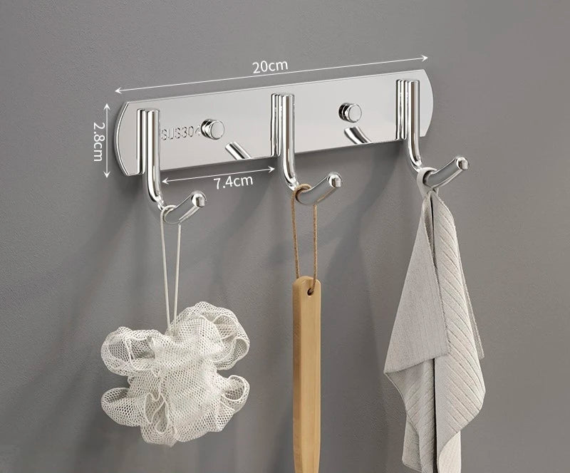 HUOLI Black 304 Stainless Steel Wall-Mounted Hooks - Modern Bathroom & Kitchen Storage, Hotel Bathroom Accessories Low Price
