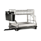 Kitchen Accessories 2 Tier Stainless Steel Dish Drainer Rust-proof Dish Rack for Kitchen Counter Black Escurridor De Platos