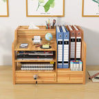 Creative Wooden Desktop Organizer Box Office Supplies File Organizer Book Storage Rack Portable Desktop Tidy