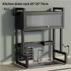 Over the Sink Dish Drying Rack Dish Drainer Racks with Dust-proof Cabinet Door Space-Saving Kitchen Organizer for Dishes