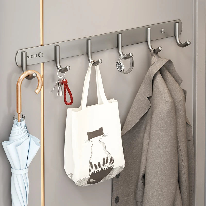 HUOLI Black 304 Stainless Steel Wall-Mounted Hooks - Modern Bathroom & Kitchen Storage, Hotel Bathroom Accessories Low Price