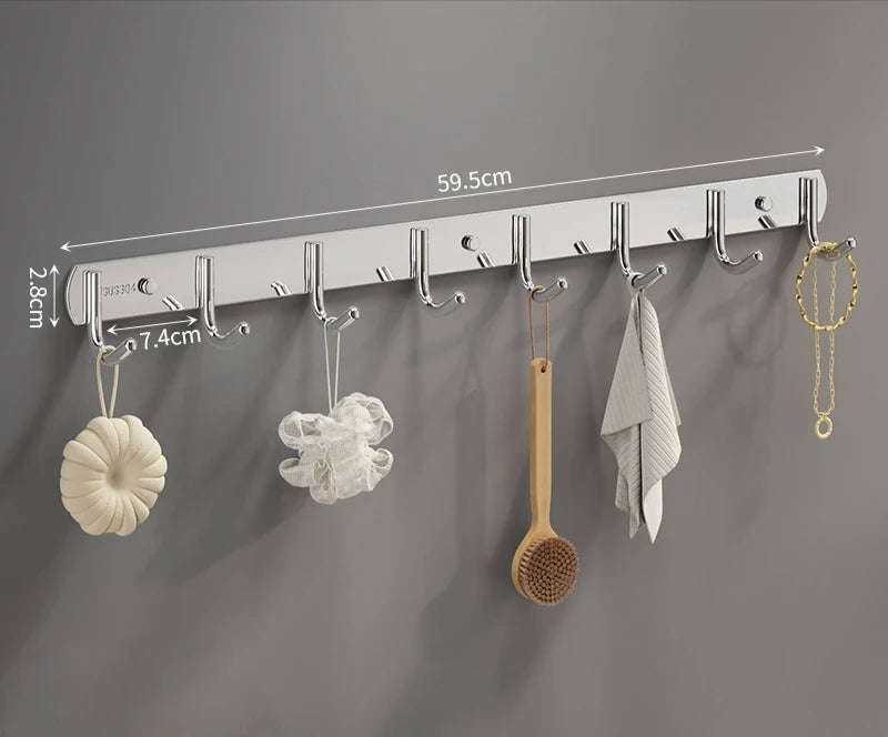 HUOLI Black 304 Stainless Steel Wall-Mounted Hooks - Modern Bathroom & Kitchen Storage, Hotel Bathroom Accessories Low Price