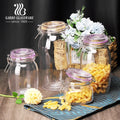 China Supplier High Borosilicate Glass Jars for  Kitchen or Home Storage Bottle Sets  with Bamboo Lids and Stand Customized
