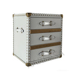 Industrial Side Cabinet Bedside Table 3 Drawers Leather Storage Box Stylish Golden Mushroom Nail Design for Home Bar Bedroom