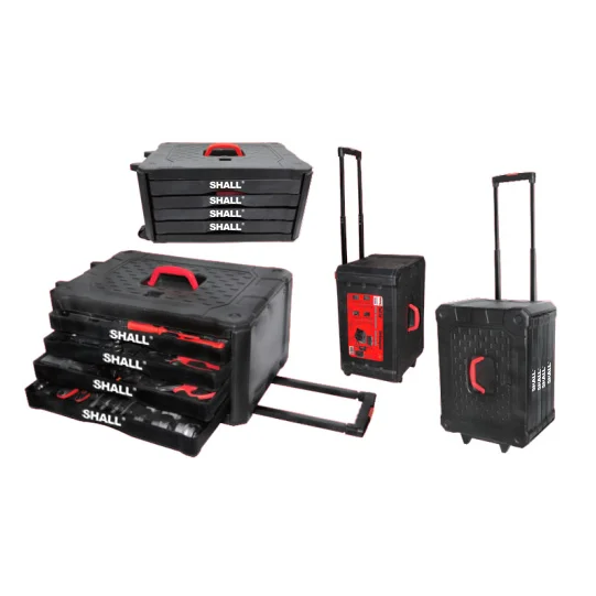 4 Drawer 300 Pieces Trolley Case Tool Kit with Rolling Tool Box Socket Wrench Hand Tool Set House Repair Kit  WITH Long Handle