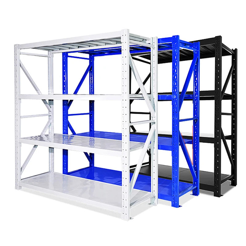 Morgie Stacking Racks Metal 4 Tier Shelves Racks Holders Storage Heavy Duty Boltless Racking Shelf for Industry Warehouse Garage