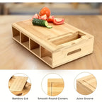 Multifunctional Bamboo Chopping Board With Built in Drawer Storage Containers and Grater Kitchen Cutting Board