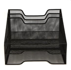 Metal Mesh 3-Tier 5-Compartment Desktop Organizer with 2 Vertical File Holders and 3 Horizontal Paper Trays Desktop Organizer