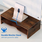Monitor Stand Riser, 2 Tiers Laptop Computer Monitor Riser , Desktop Wooden Screen Monitor Stand Riser with Storage Organizer