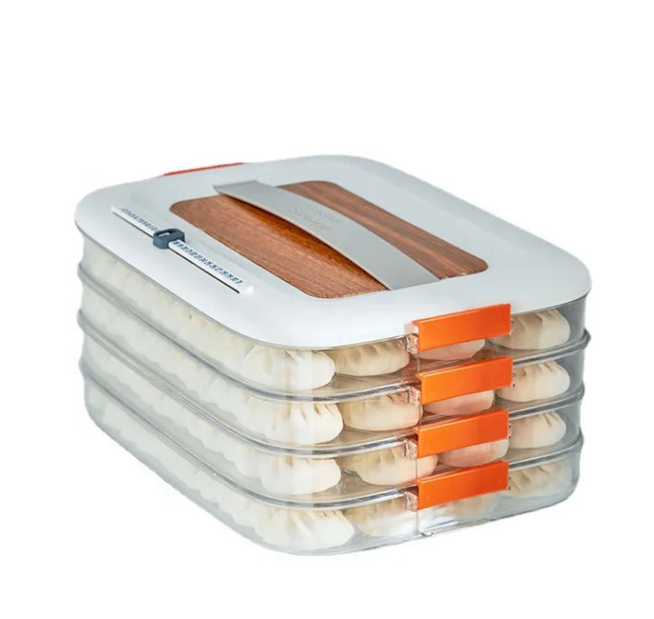 Dumpling Plastic Kitchen Storage Box Refrigerator Freezing 3 Layer Frozen Box Crisper Food Grade Stackable Food Containers