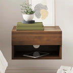 Modern Wall-Mounted Floating Nightstand for Bedroom Feature Storage Drawer and Open Shelf for Living Room Use