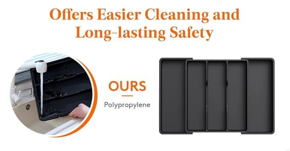 Expandable Kitchen Drawer Organizer Adjustable Plastic Utensil Tray Flatware Holder for Kitchen Storage