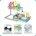 Under Sink Storage Rack Pull-out Cabinet Storage Rack 2 Level Sliding Out Sink Cabinet Storage Rack for Kitchen