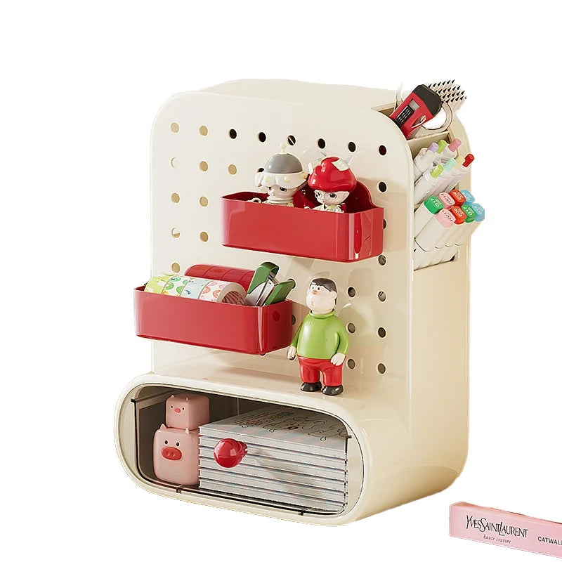 Plastic Desktop Hole Board Storage Box Drawer-Type Office & Student Desk Stationery Organizer Storage Rack