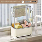 Kitchen Cloth and Towel Drying Rack Punch-free Wall-mounted Storage with Dishcloth Tray and Sink Storage