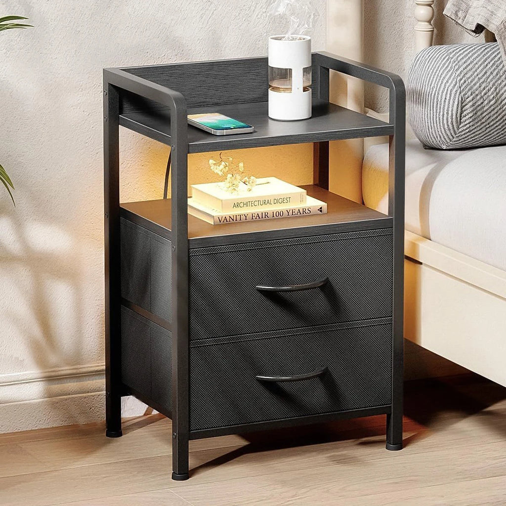 Heavy Duty 4 Tier End Table Nightstand Large Capacity Storage Bedside Table Household Storage Rack Storage Corner Cabinet