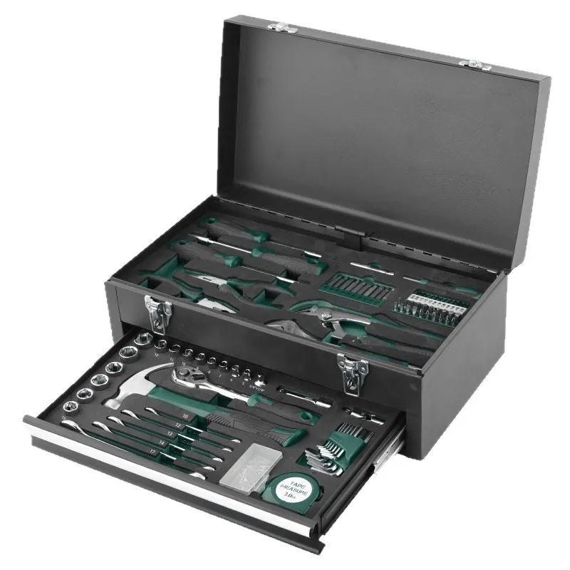 Multifunctional Household 143-Piece Chrome Vanadium Steel Hand Operated Tool Set with Hard Case for Home Renovation Maintenance