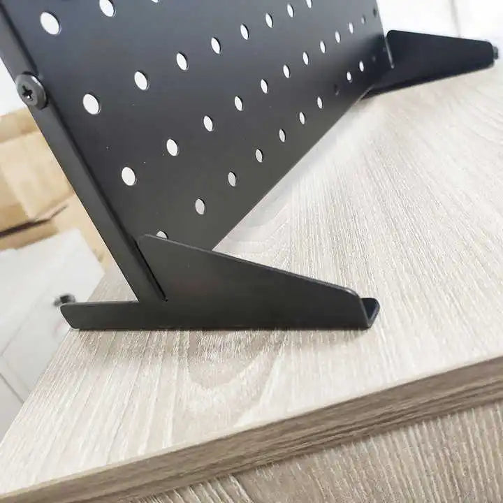 Custom Portable Single Side Metal Powder Coated Pegboard Display Stand with Hooks Modern Style Desktop Organizer