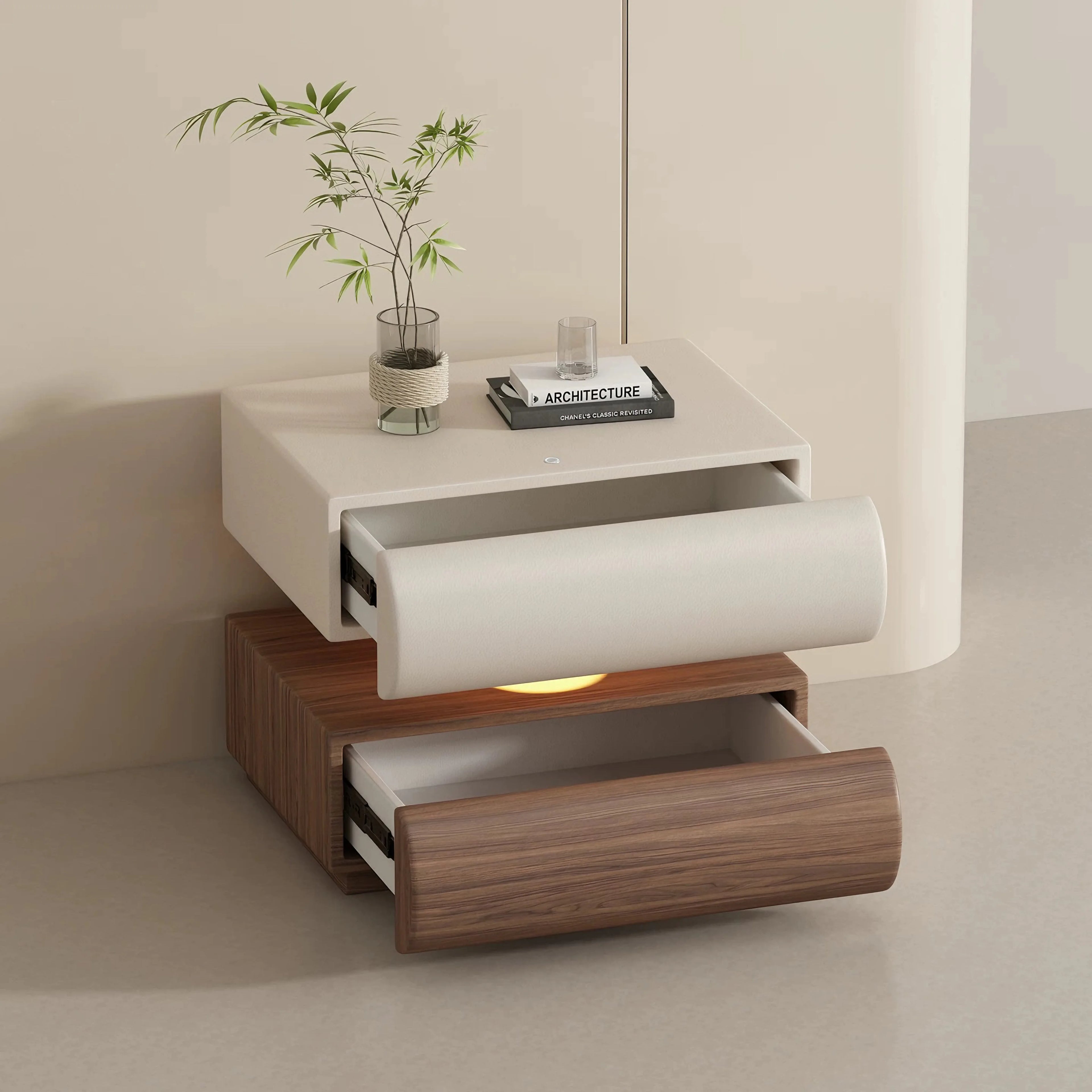 IItalian-style Light Luxury Bedside Table with Lamp, Suitable for Bedrooms and Home Furnishings, Creative Bedside Storage