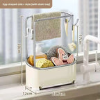 Kitchen Cloth and Towel Drying Rack Punch-free Wall-mounted Storage with Dishcloth Tray and Sink Storage