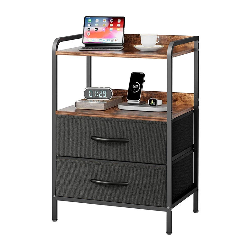 Heavy Duty 4 Tier End Table Nightstand Large Capacity Storage Bedside Table Household Storage Rack Storage Corner Cabinet